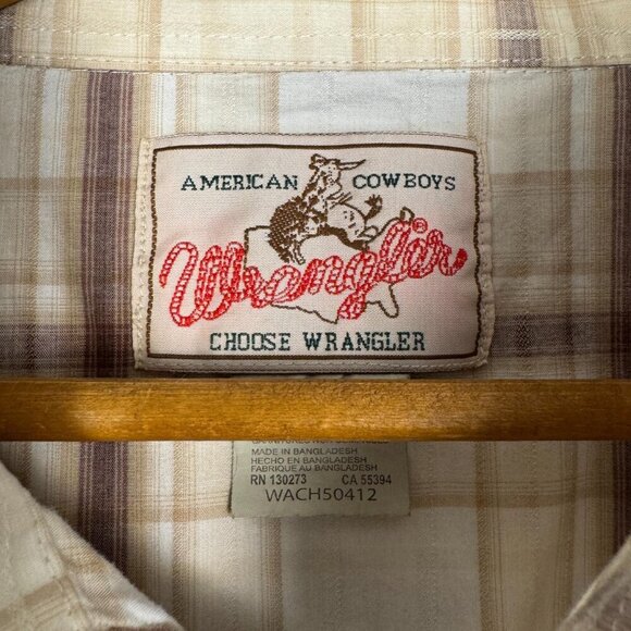 Vintage 90s Snap Shirt, Wrangler Plaid Button Down, Mens Western Clothing - Picture 6 of 8